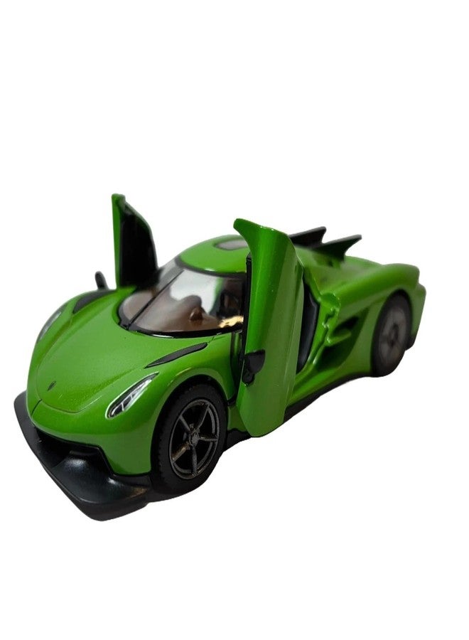 Mayatra's Kins mart 1:36 Scale Koenigsegg Jesko Absolut Diecast Metal Toy Car (Green) - Pull Back Sports Hypercar Model with Opening Doors for Kids & Collectors - Image 4